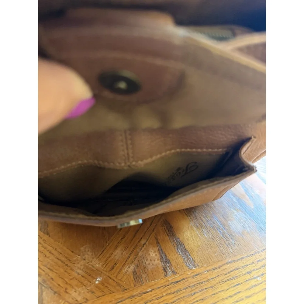 Vintage Fossil Caramel Brown Pebbled Leather Purse Shoulder Bag Crossbody #75082